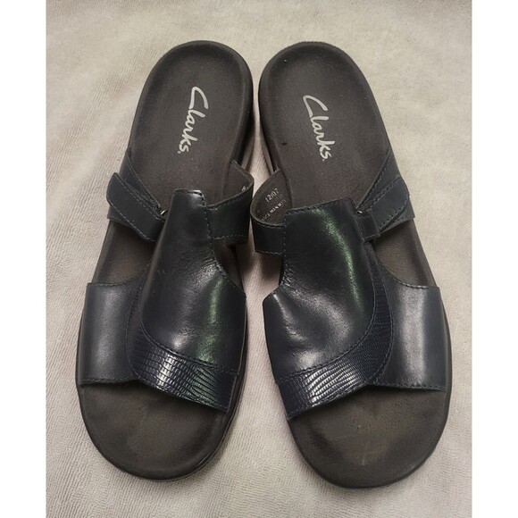 Pre-Owned Clarks Blue Size 8 Slip On Sandals - Picture 2 of 4